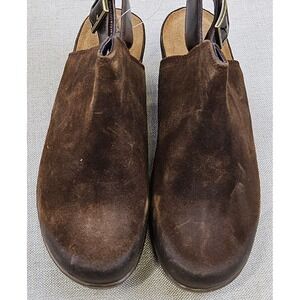 NAOT Brown Suede Slingback Clog‎ Wedge Sandals Women's Size 37 EU / 6.5 US